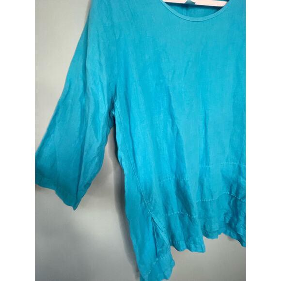 Mosaic USA Turquoise Faux Layer Hem Lagenlook Pullover Tunic Size XL - Picture 3 of 7